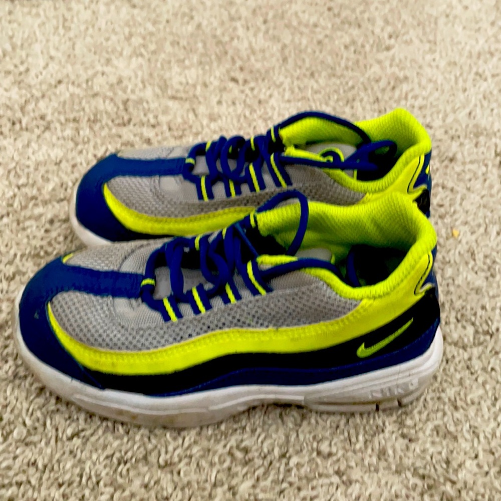 Nike Air Max, blue and neon yellow Toddler size 10